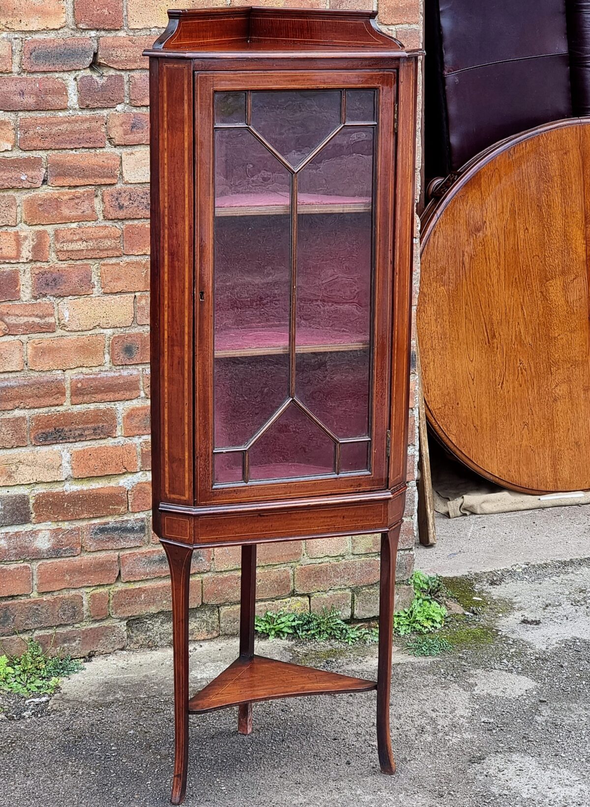 Mahogany Inlaid Corner Display Cabinet Edwardian Free Standing Corner Cabinet Jennings Antiques