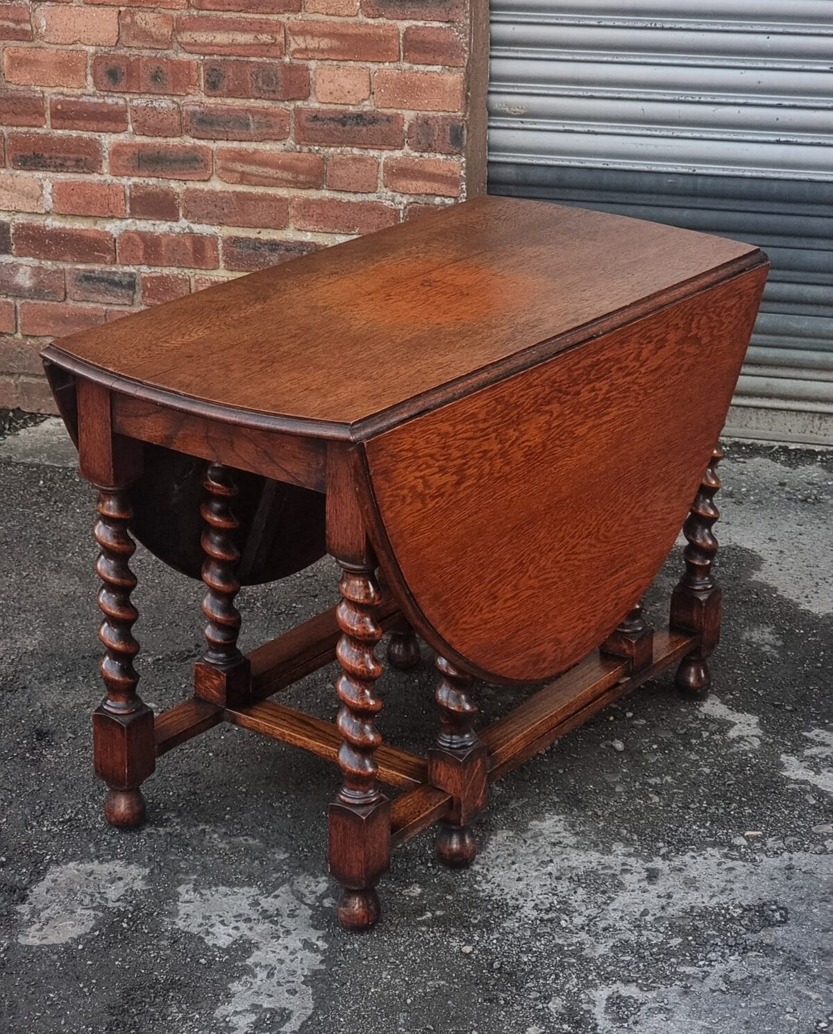 Oak Barley-Twist Gate-Leg Dining Table, Drop-Side Table, Barley-Twist Drop-Leaf Dining Table - Image 3