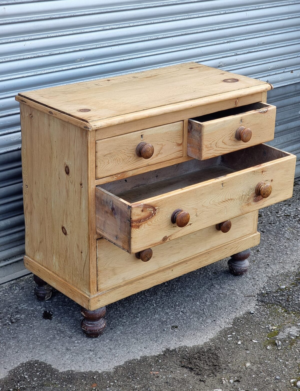 Small Antique Pine Chest of Drawers, Antique Victorian Small Pine Chest of Drawers, Small Chest 2 over 2 Drawers - Image 2