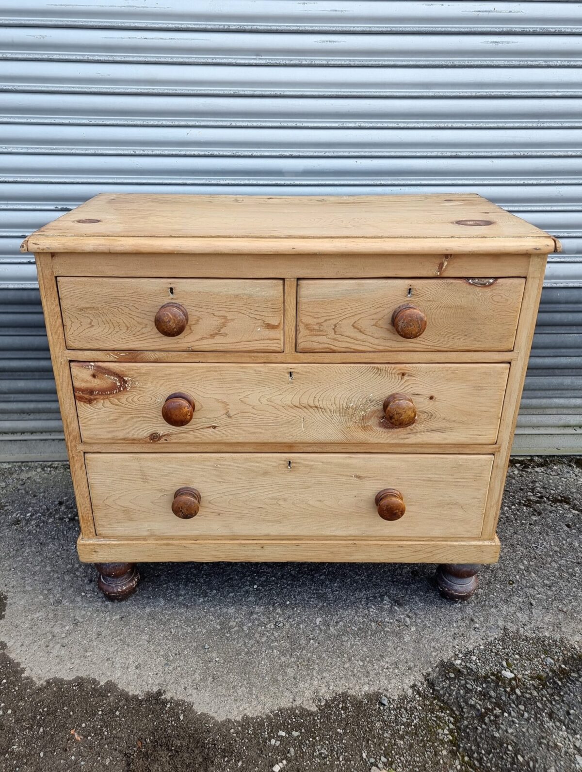 Small Antique Pine Chest of Drawers, Antique Victorian Small Pine Chest of Drawers, Small Chest 2 over 2 Drawers