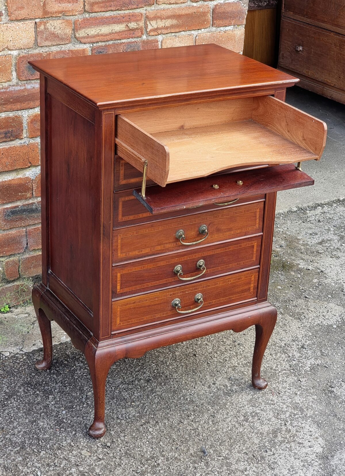 Inlaid Antique Music Cabinet, Sheet-Music/Paper-Filing Cabinet, Chest of Drawers on Cabriolet-Legs - Image 2