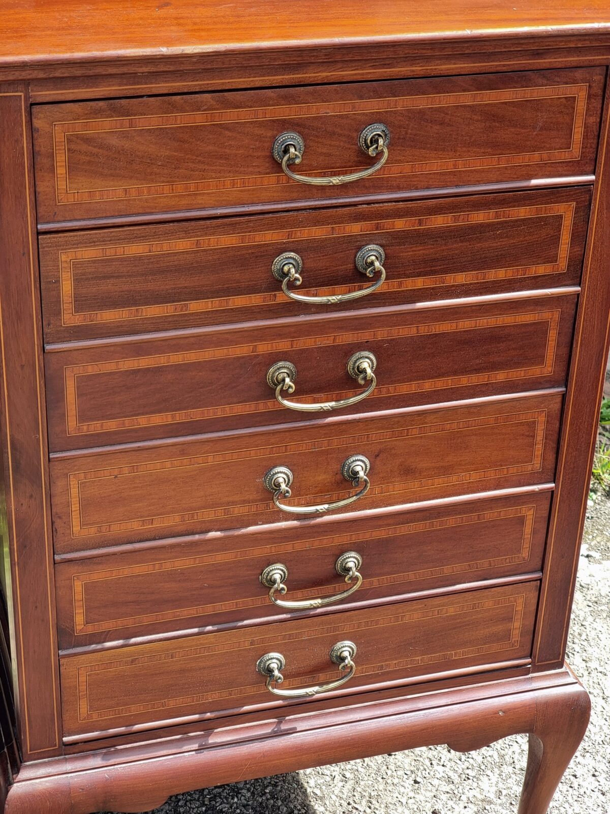 Inlaid Antique Music Cabinet, Sheet-Music/Paper-Filing Cabinet, Chest of Drawers on Cabriolet-Legs - Image 4