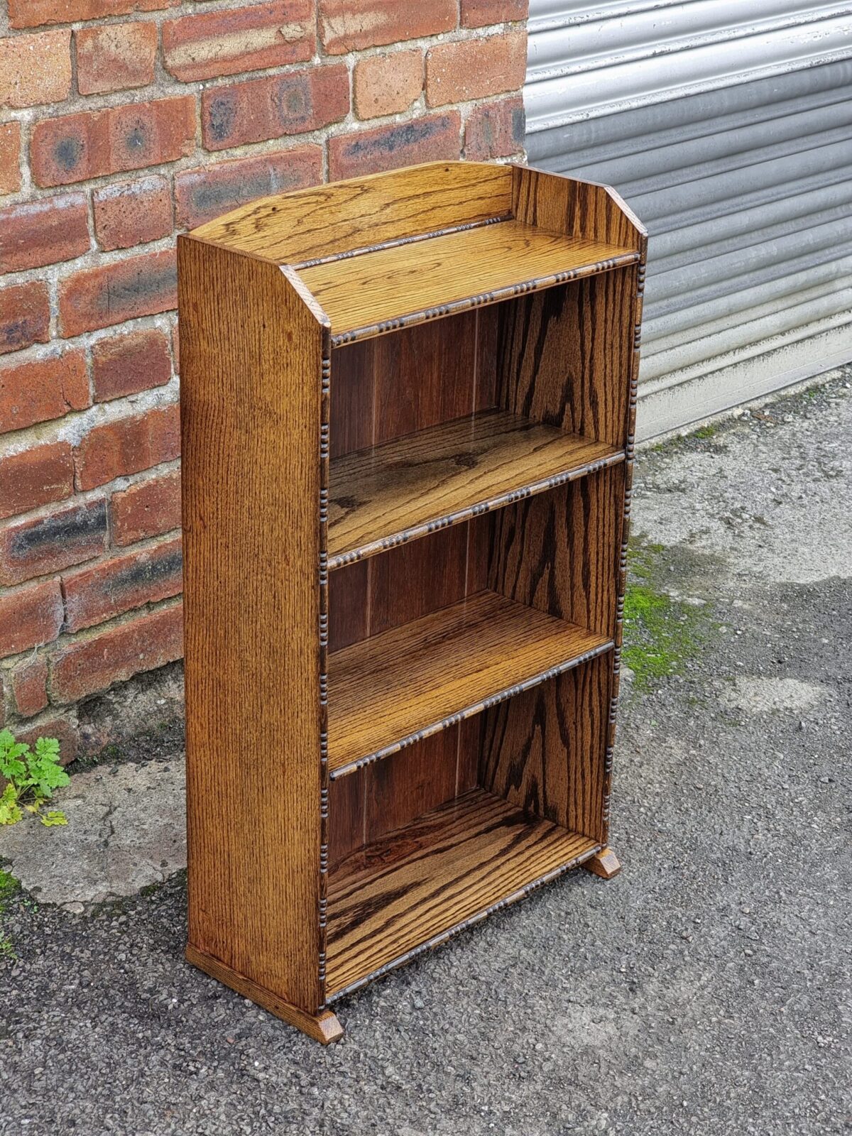 Antique/Vintage Small Oak Bookshelf, Small/Narrow Golden Oak Bookshelf, Golden Oak Small Bookcase - Image 2