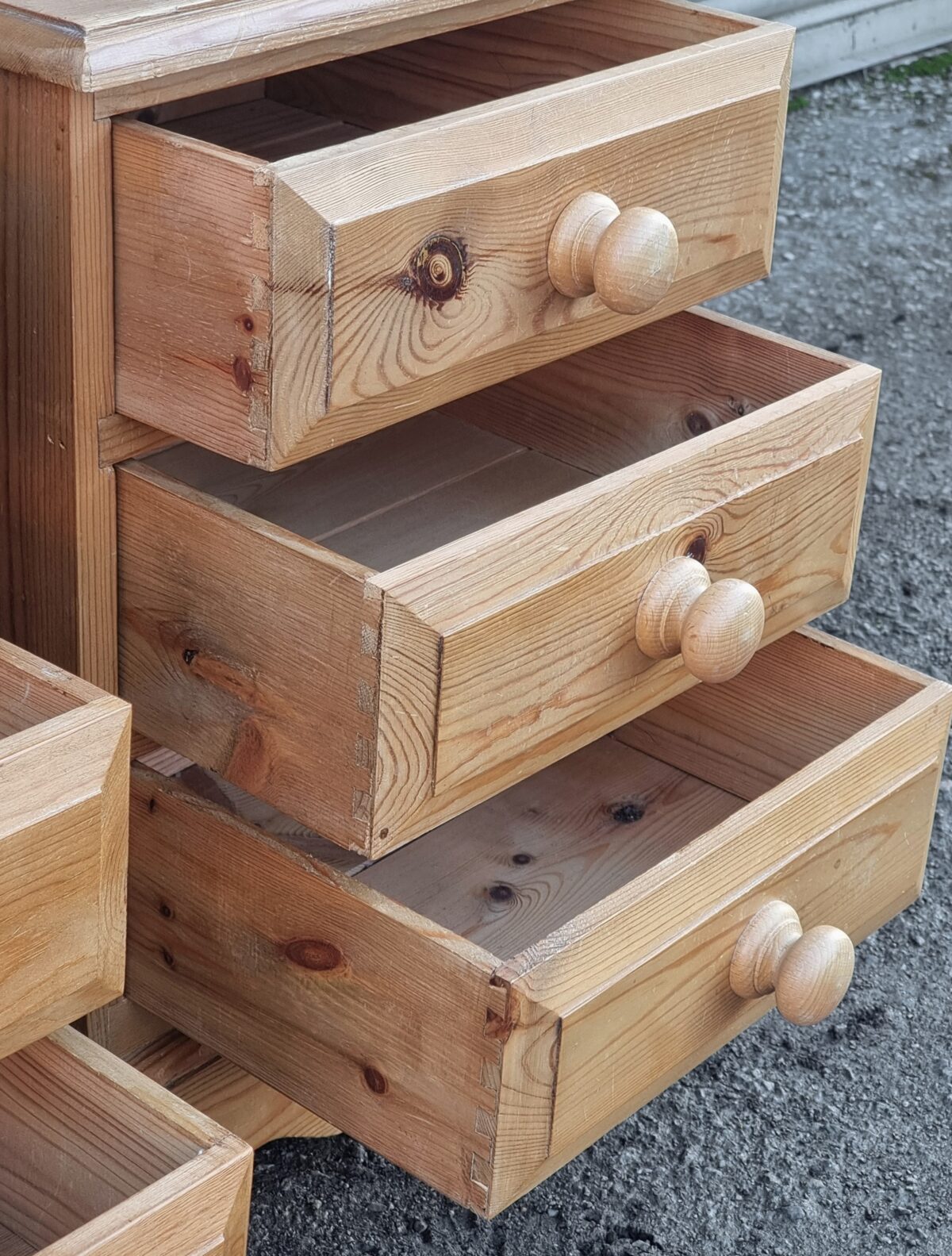 Vintage Pair of Pine Bedside Drawers, Vintage Pair of Matching Bedside Chests with 3 Drawers - Image 2