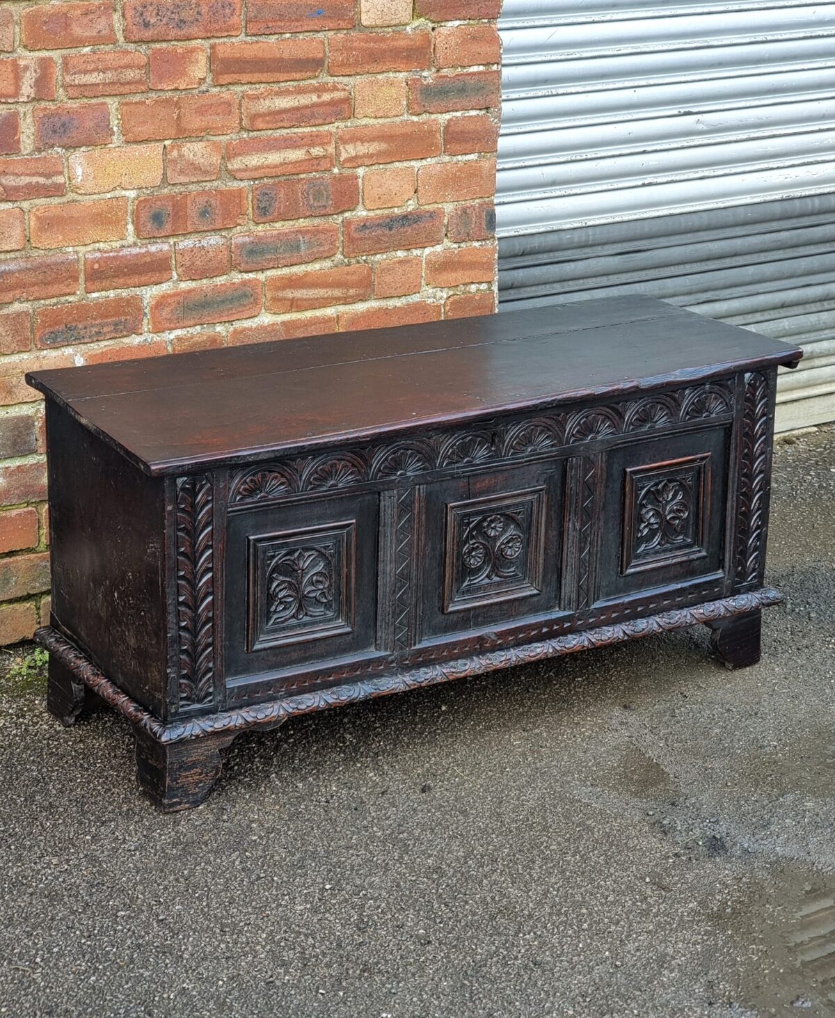 Heavily-Carved Antique Oak Blanket Chest, Heavily-Carved Oak Coffer, lift-up lid Ornately-Carved Oak Chest - Image 3