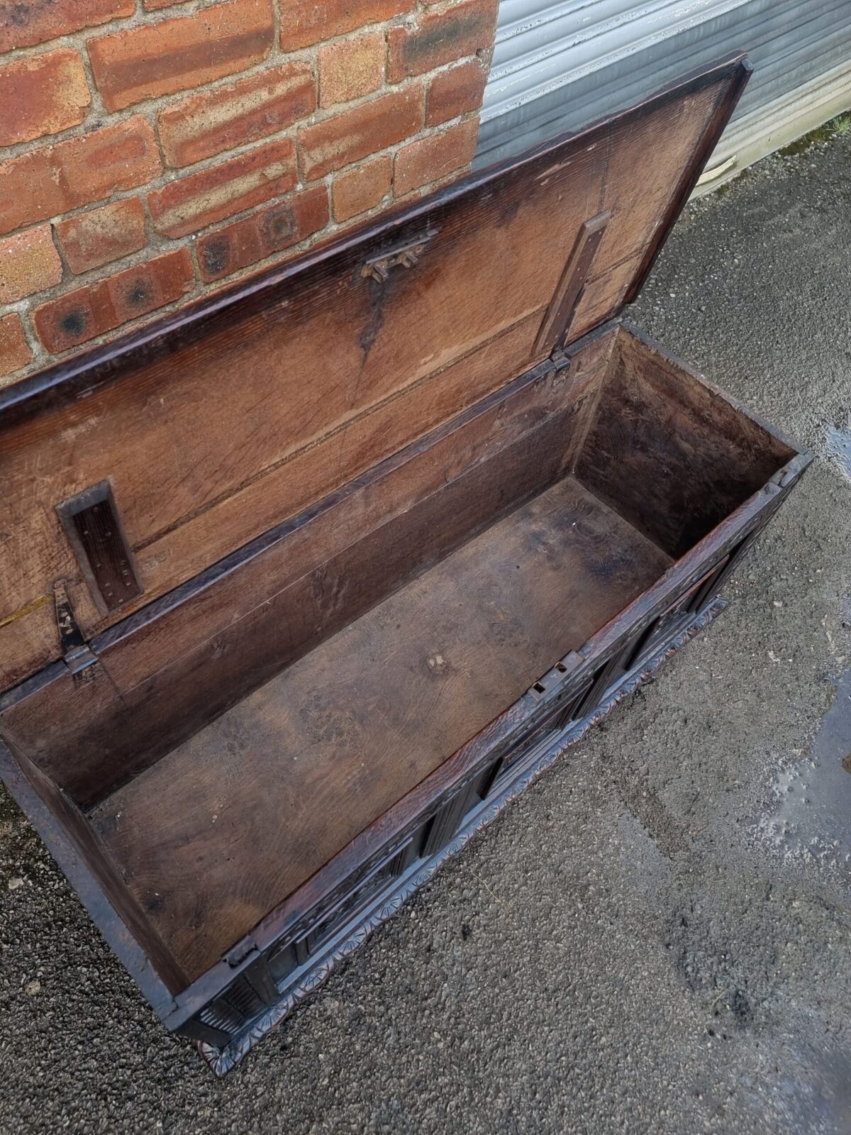 Heavily-Carved Antique Oak Blanket Chest, Heavily-Carved Oak Coffer, lift-up lid Ornately-Carved Oak Chest - Image 2