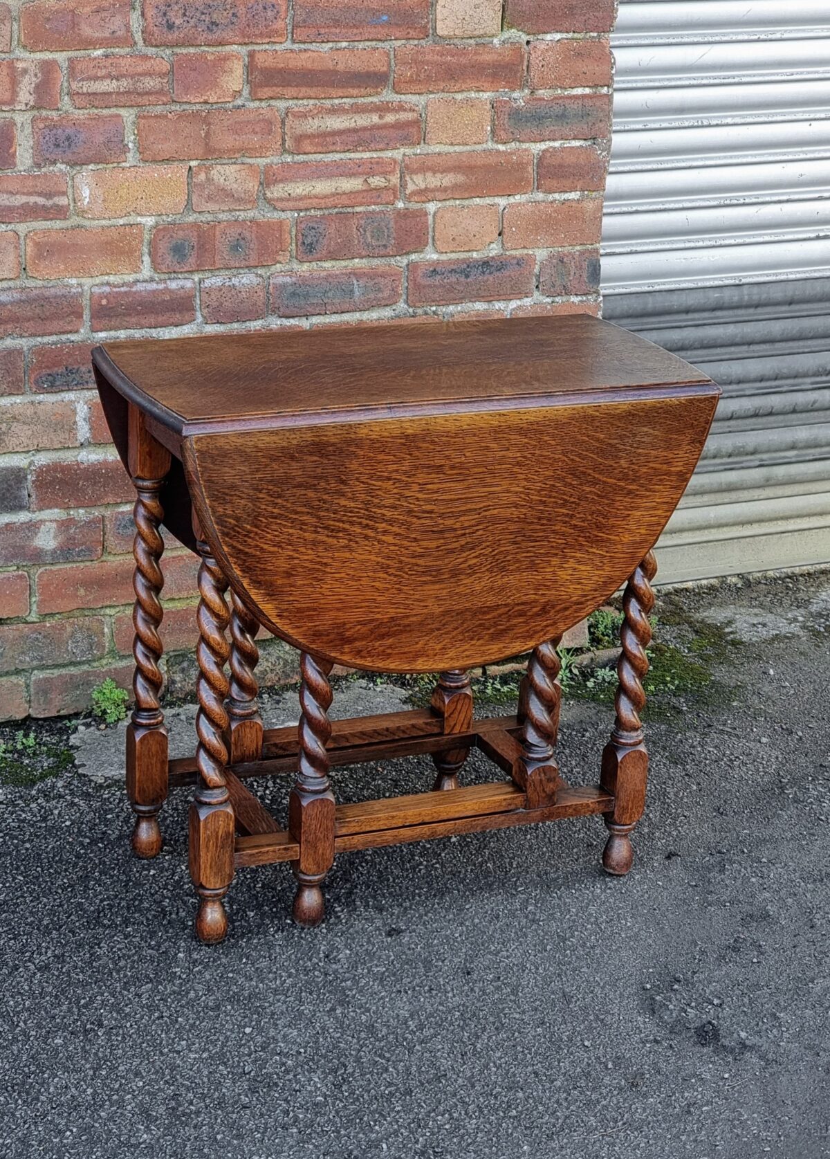 Barley-Twist Oak Gate-Leg Table, Oak Barley-Twist Drop-Leaf Table, Small Oak Drop-Side Dining Table