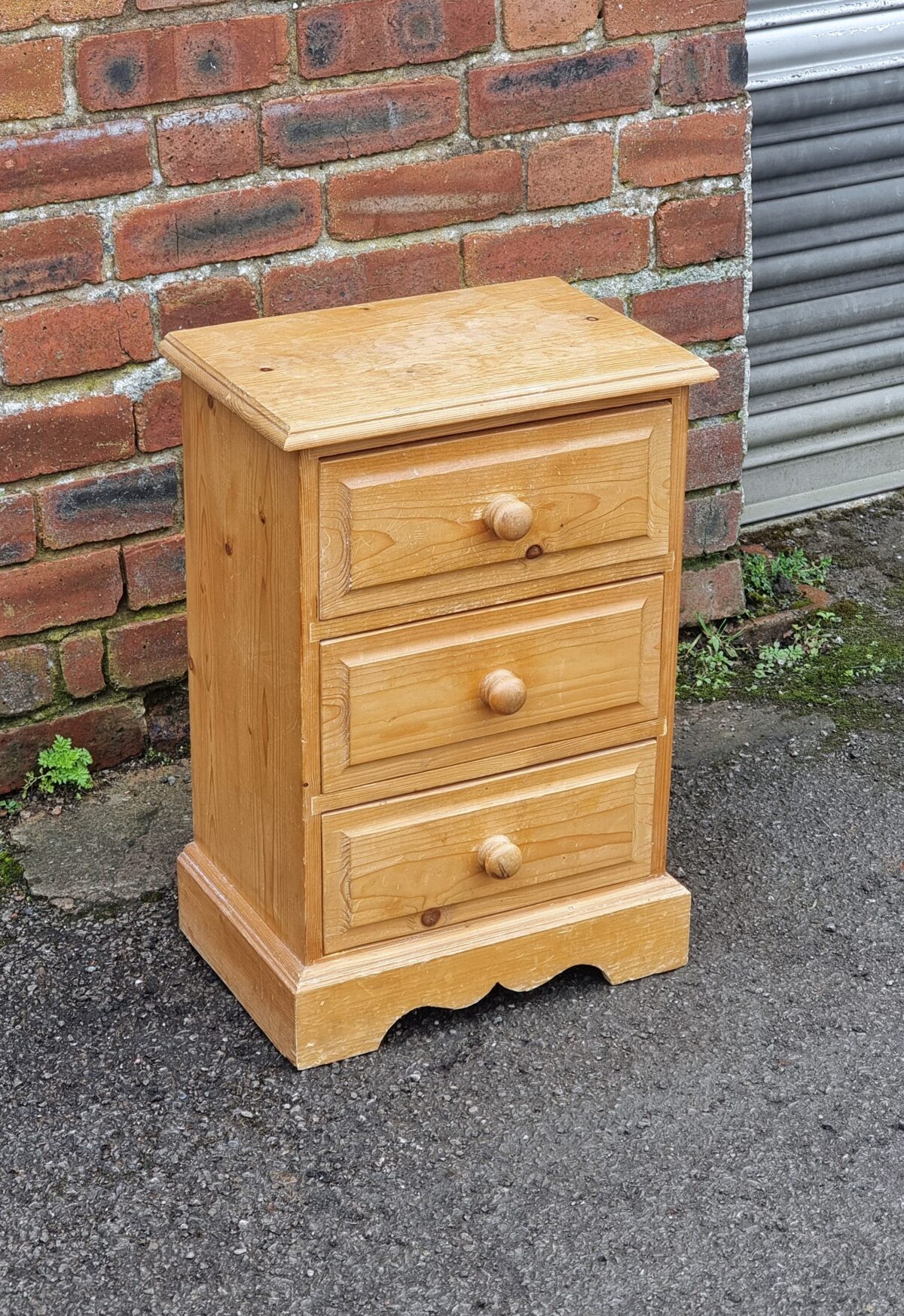 Vintage Pine 3 Drawer Night Stand, Pine 3 Drawer Bedside Cabinet, Small Chest of Drawers