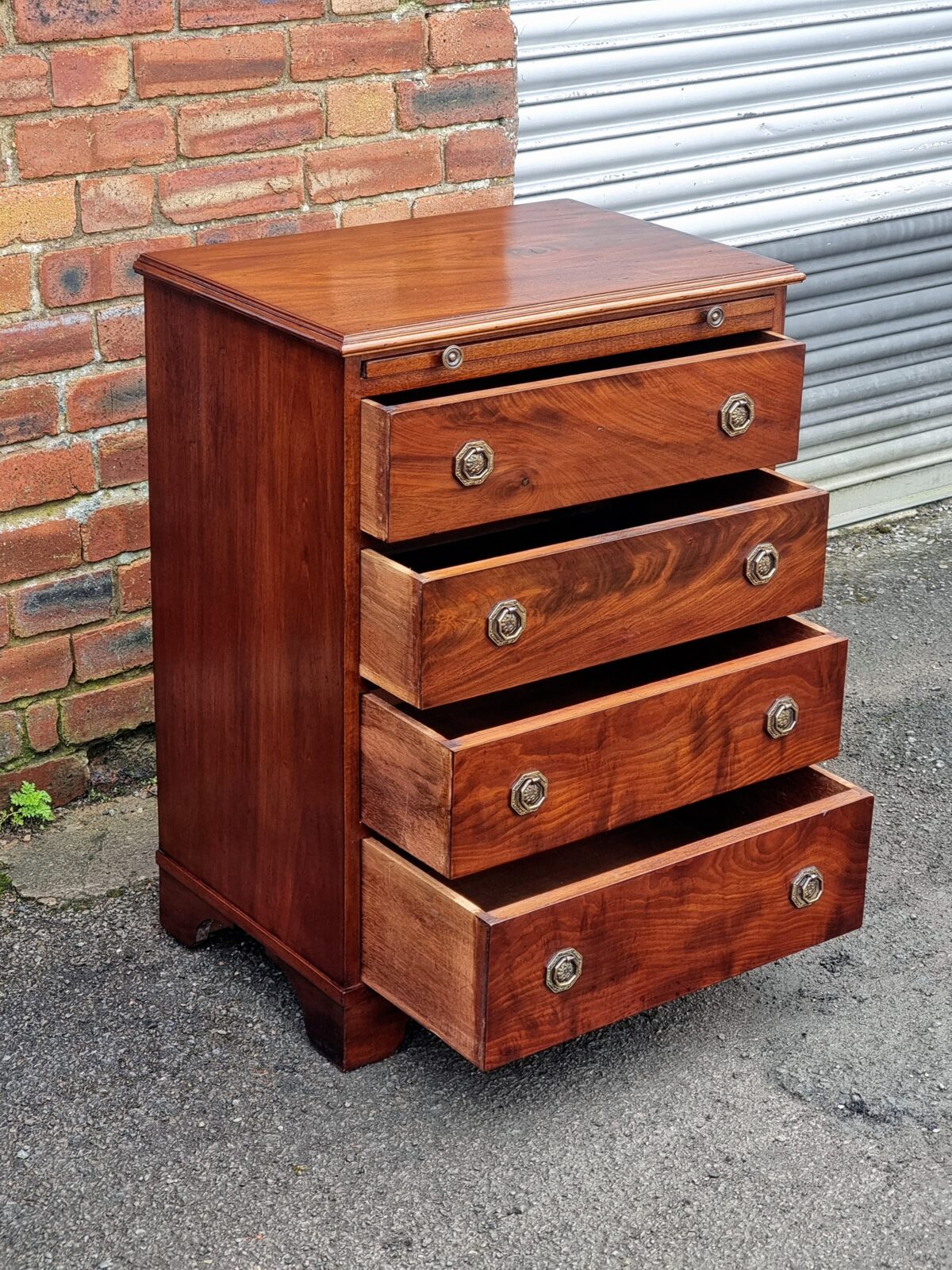 Small Antique 4 Drawer Chest of Drawers with Pull-out Brushing Slide on Bracket Feet - Image 2