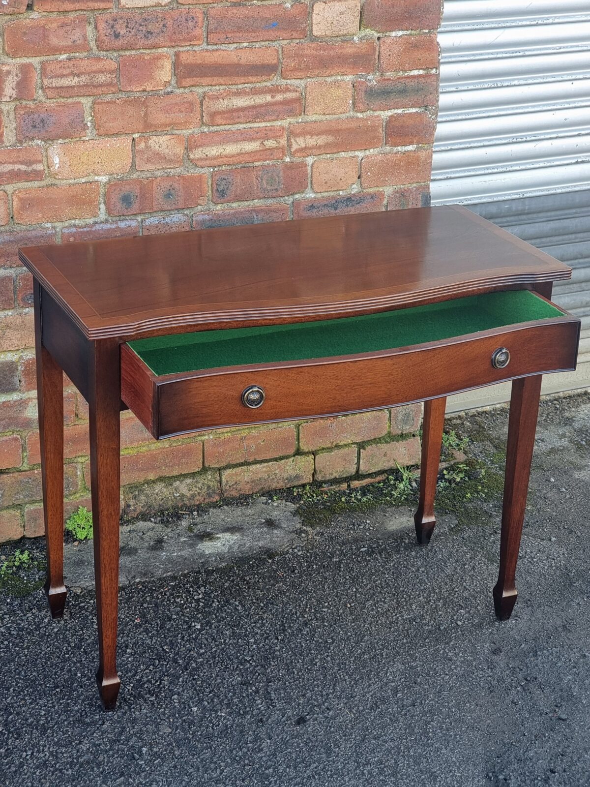 Antique style Hall Table, Mahogany Console Table, Side Table with Drawer (with green-felt interior) - Image 2