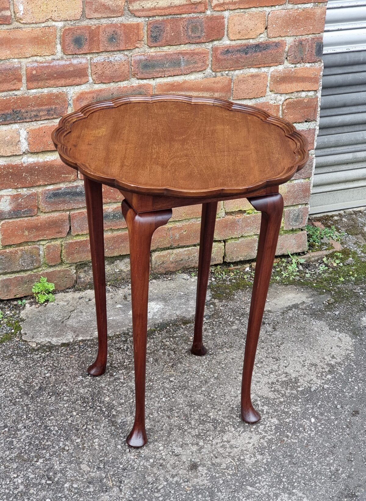 Antique Mahogany Tall Leg Side Table, Tall Cabriolet-Leg Occasional Table