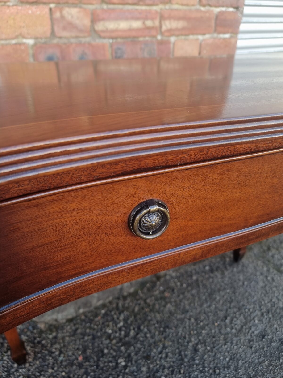 Antique style Hall Table, Mahogany Console Table, Side Table with Drawer (with green-felt interior) - Image 4