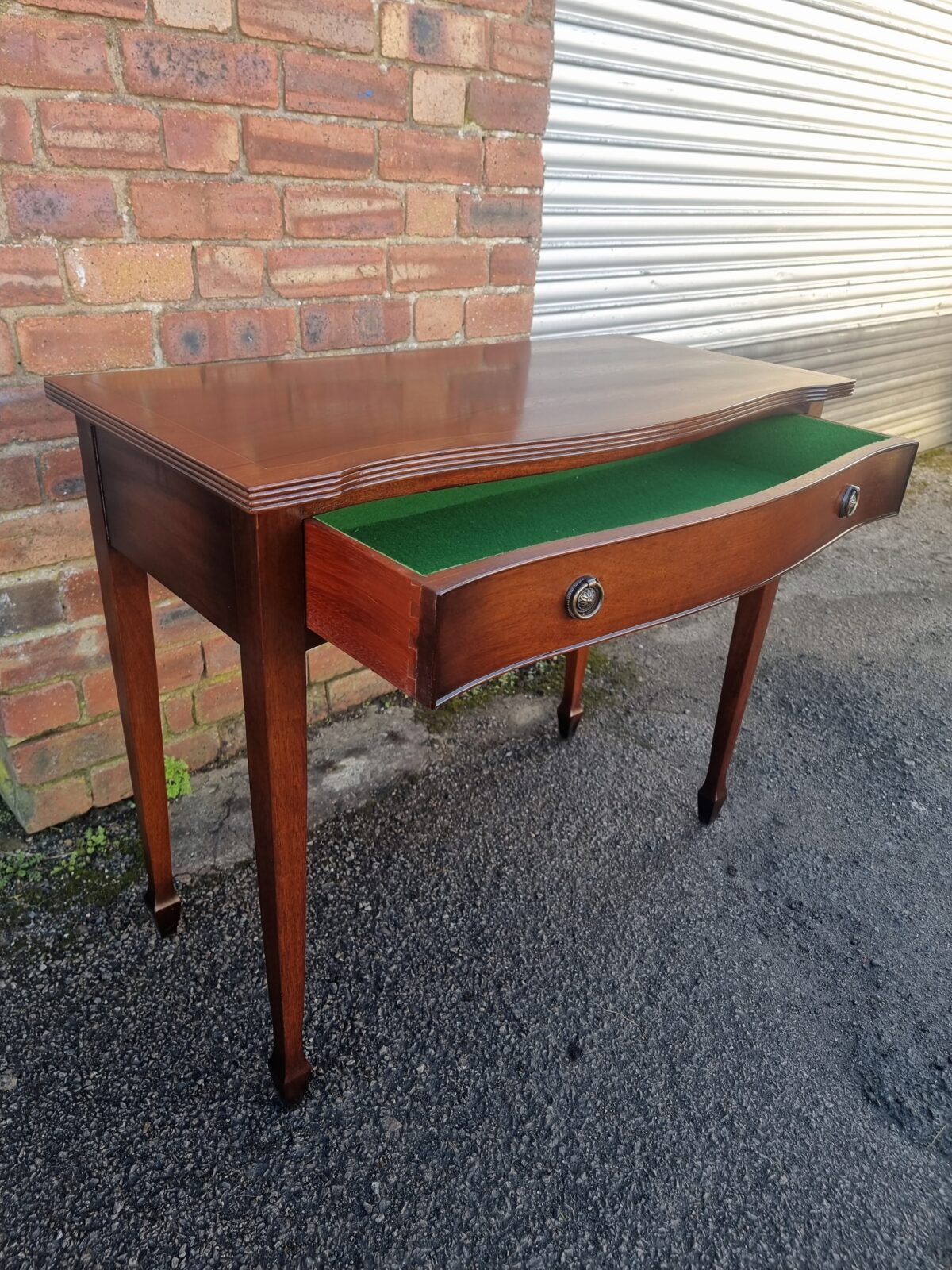 Antique style Hall Table, Mahogany Console Table, Side Table with Drawer (with green-felt interior) - Image 3