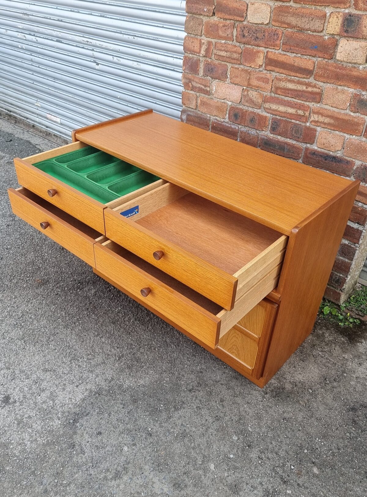 Teak Small Mid-Century Sideboard by 'Parker Knoll', Small Retro Cupboard with Drawers - Image 3