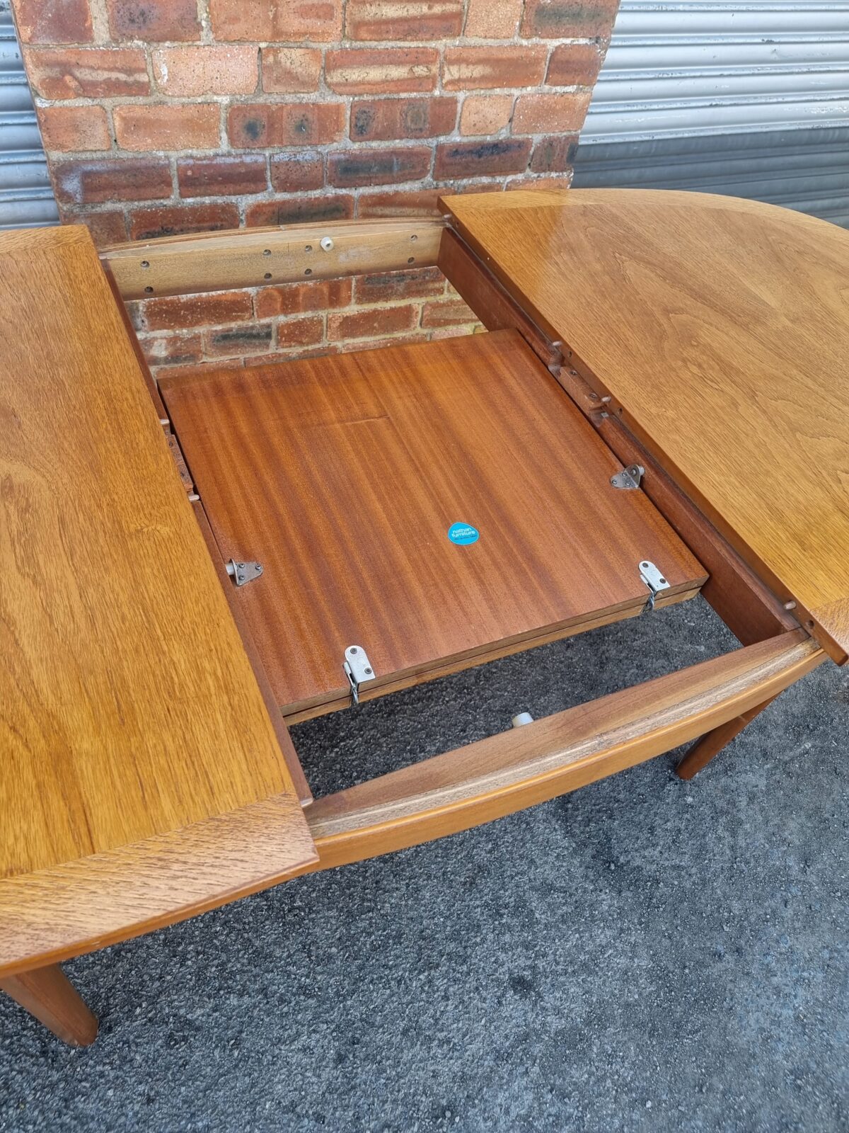 Teak Mid-Century Dining Table by 'Nathan', Retro Teak Extending Dining Table with Fold-out Table Extending Leaf - Image 4