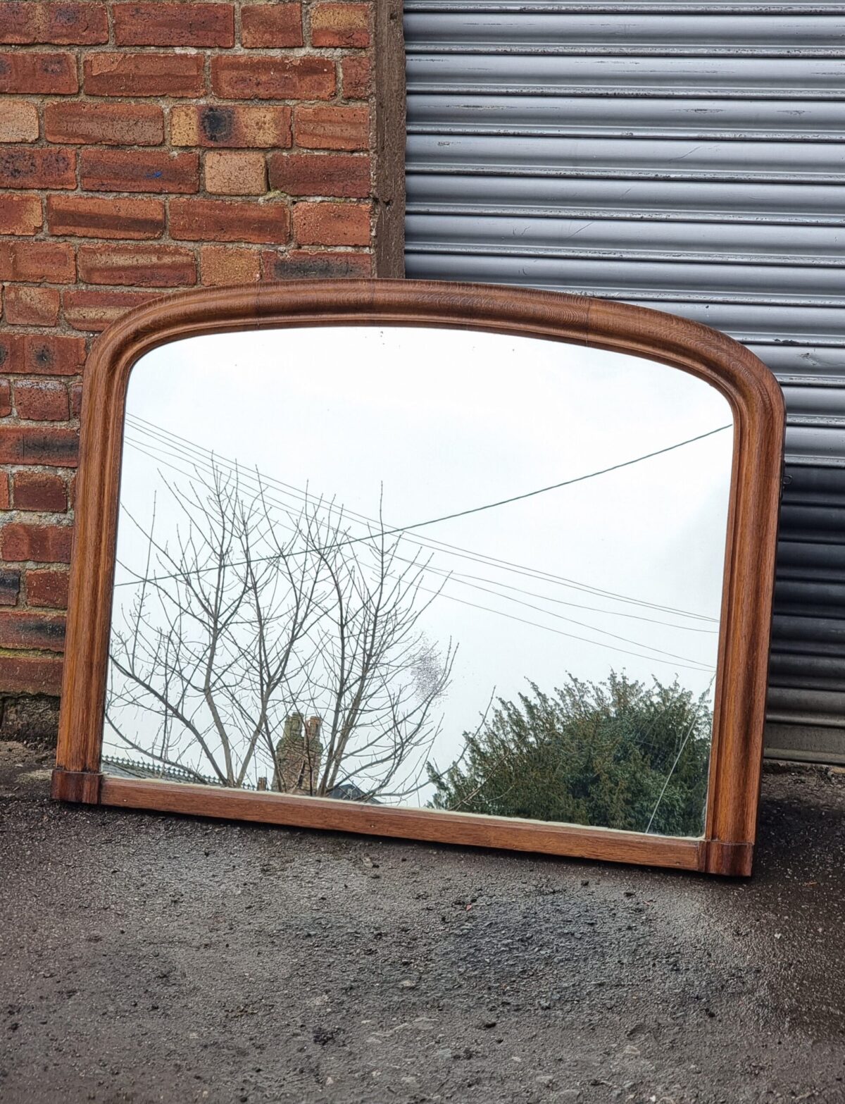 Oak Antique Over-Mantle Mirror, Antique Oak Framed Wall Mirror