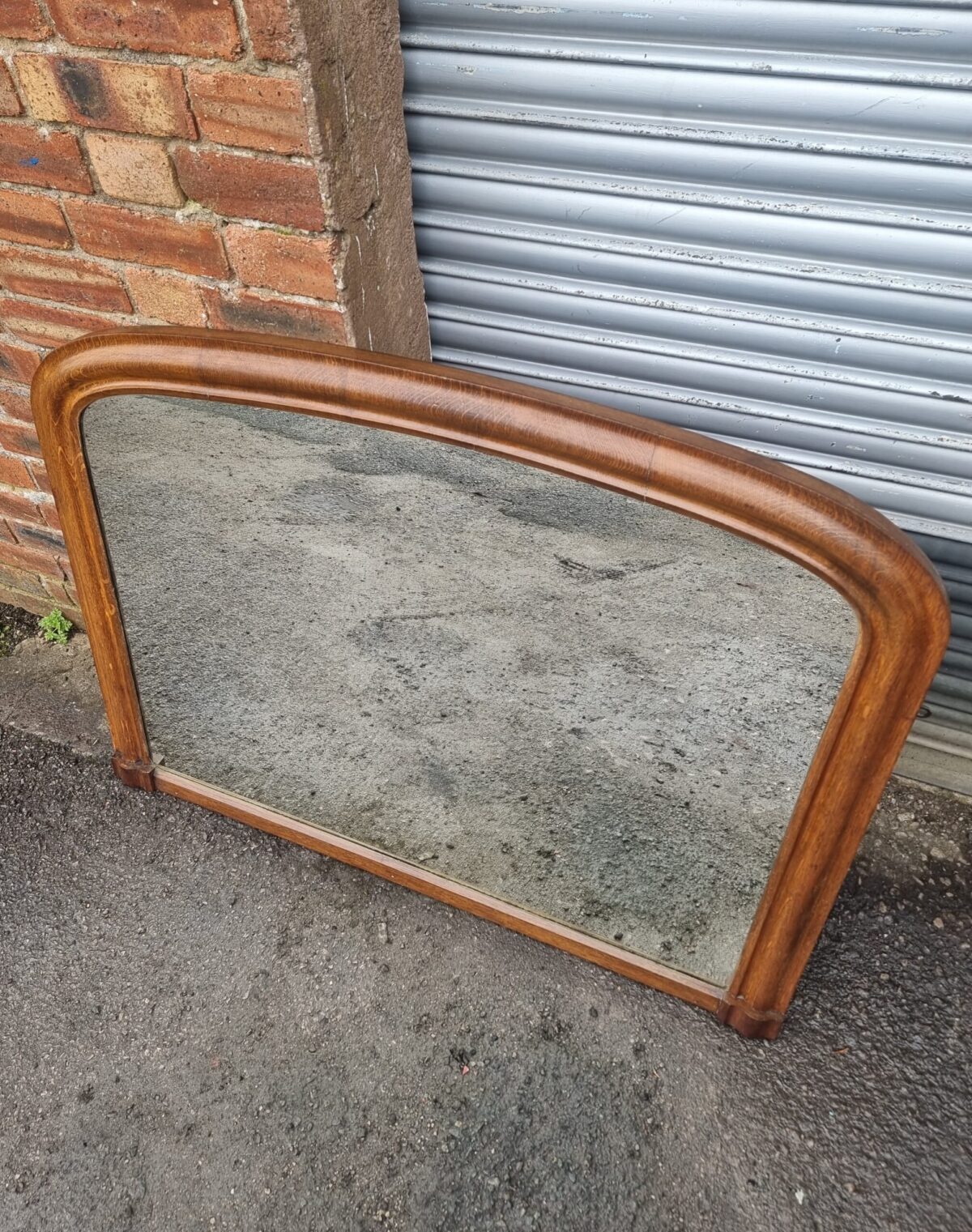 Oak Antique Over-Mantle Mirror, Antique Oak Framed Wall Mirror - Image 3