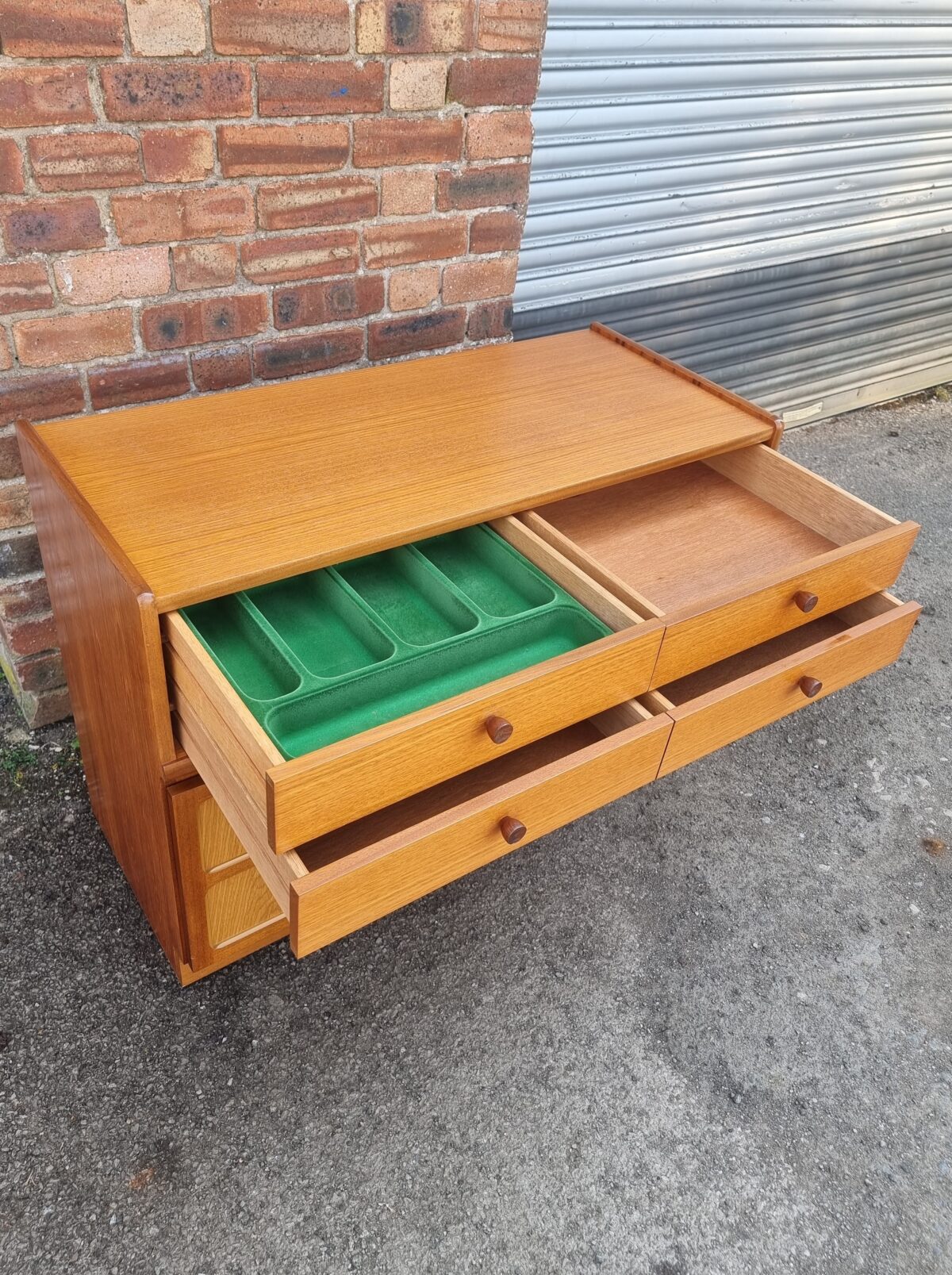 Teak Small Mid-Century Sideboard by 'Parker Knoll', Small Retro Cupboard with Drawers - Image 2