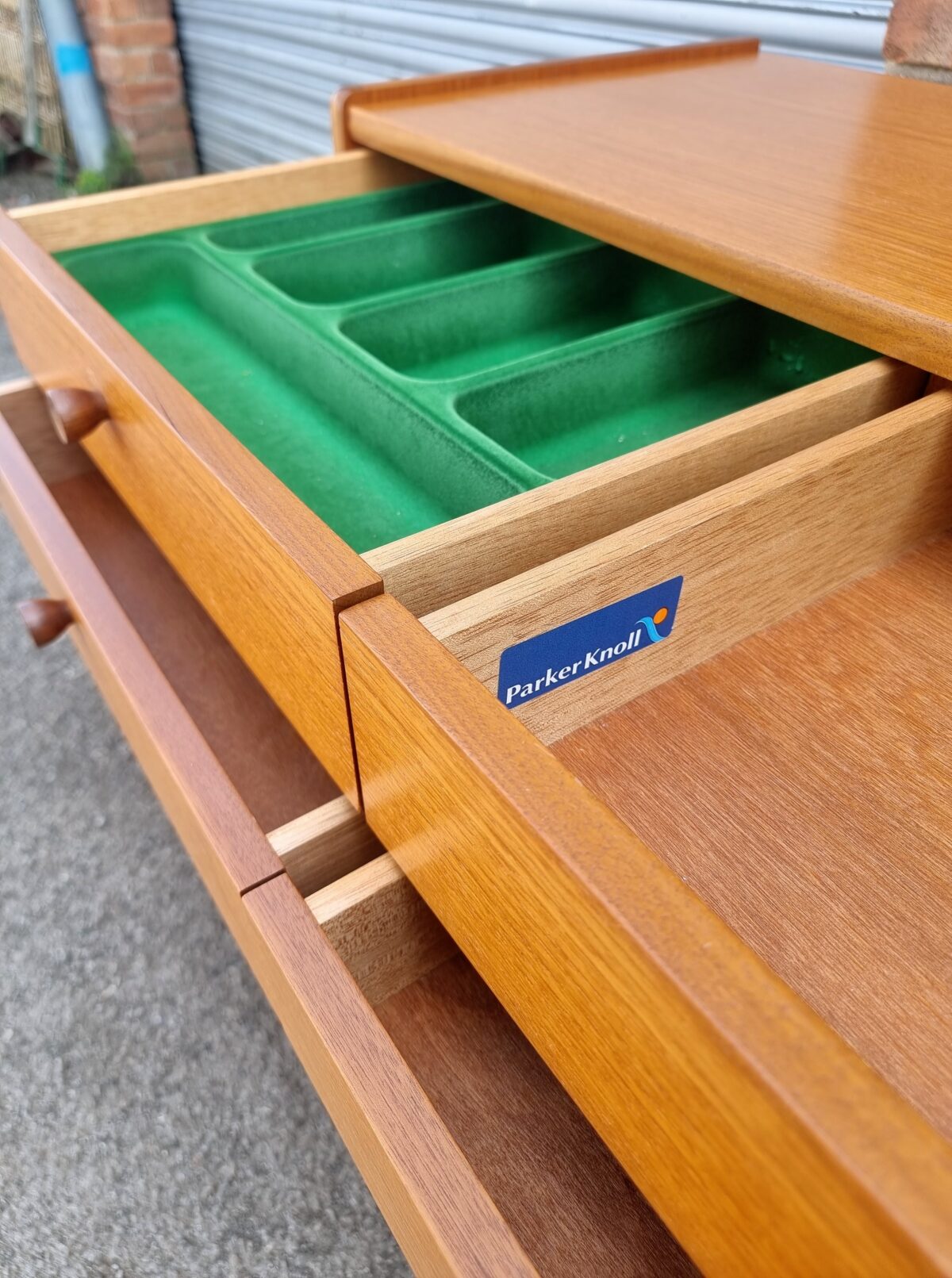 Teak Small Mid-Century Sideboard by 'Parker Knoll', Small Retro Cupboard with Drawers - Image 4