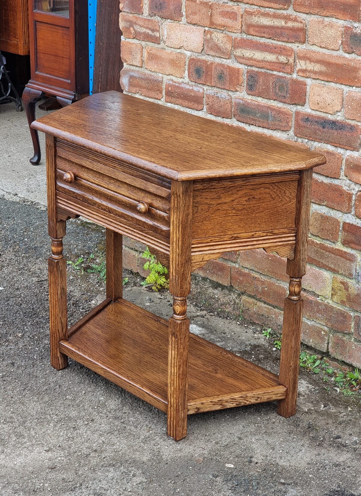 Oak Hall Table with Drawer - Image 3
