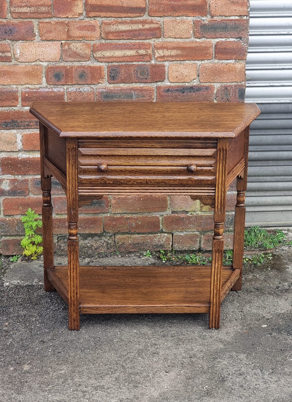 Oak Hall Table with Drawer - Image 4