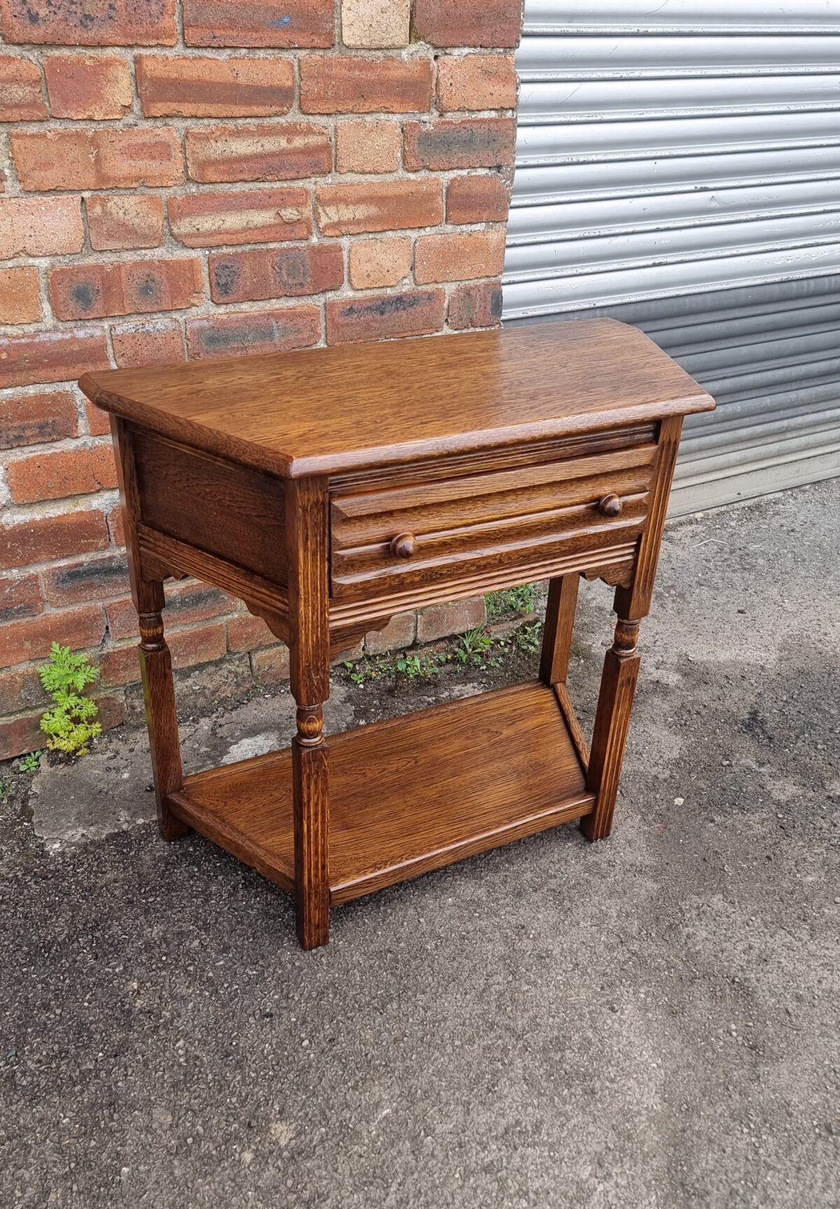 Oak Hall Table with Drawer