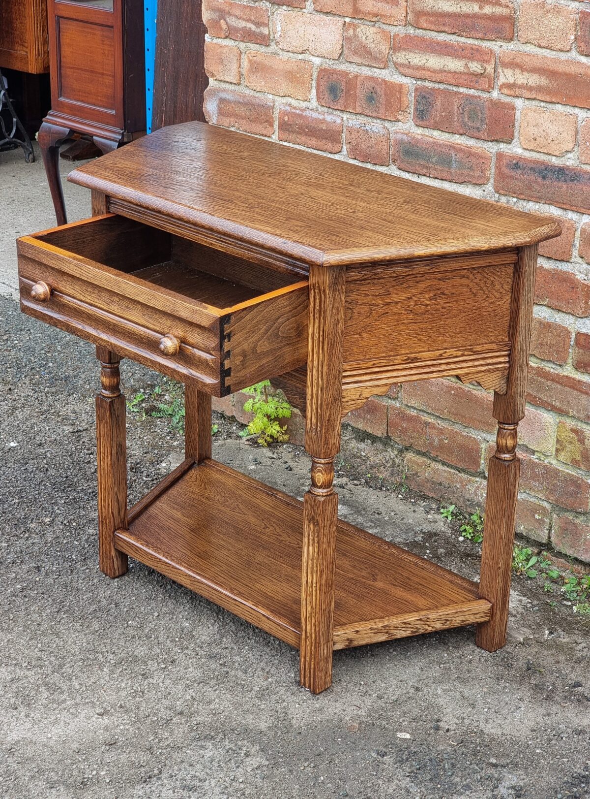 Oak Hall Table with Drawer - Image 2