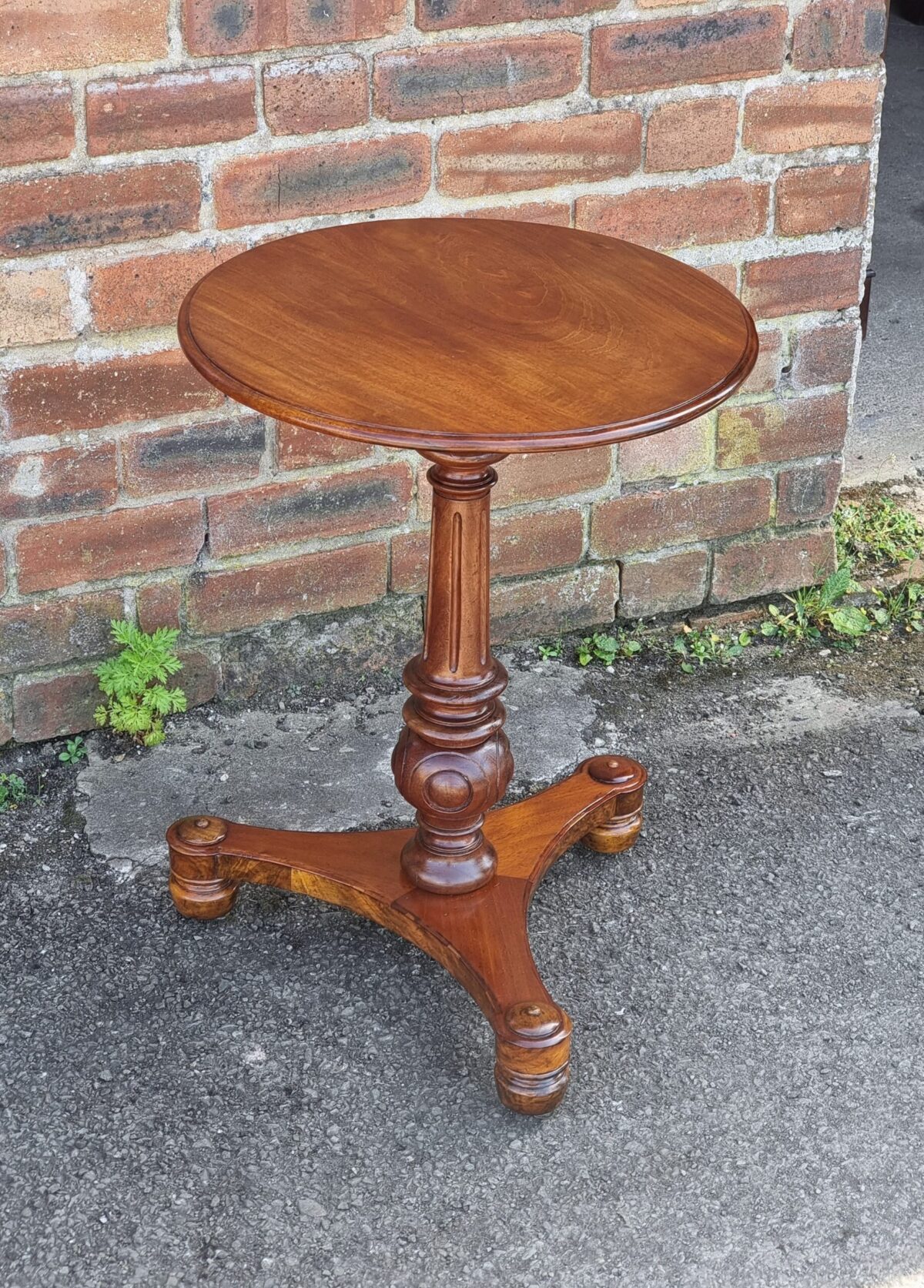 Antique Pedestal Wine Table, Pedestal Side Table, Occasional Table on small castors, circa Victorian/Edwardian